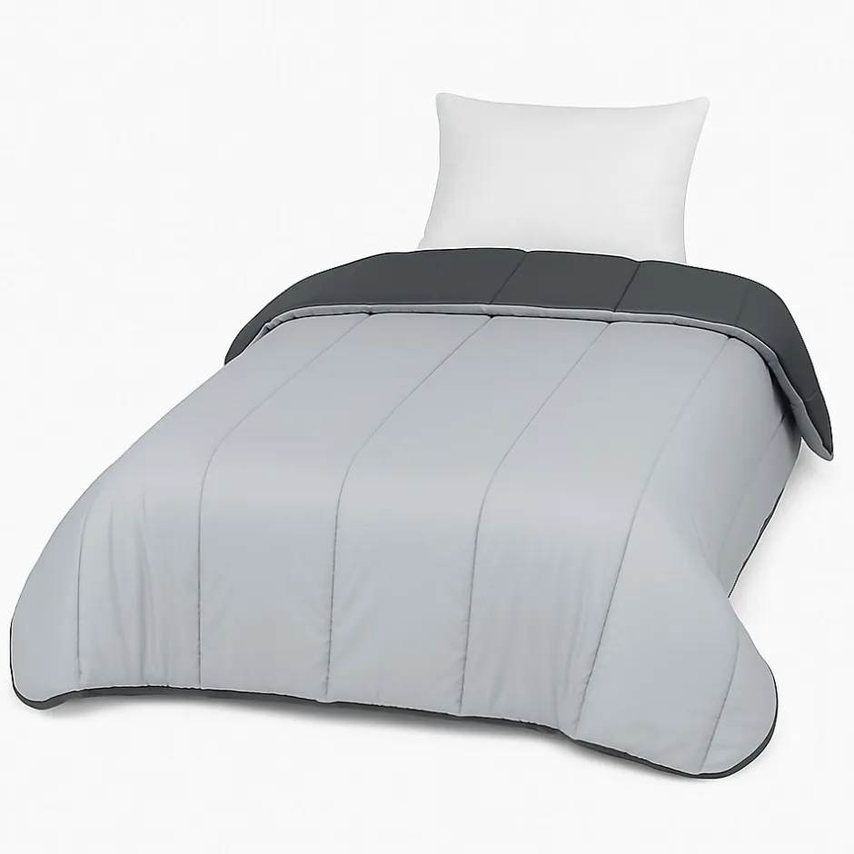 Mortreux Couette Tempérée Gris Foncé/gris Clair - 1 Personne 140 x 200 - 20725