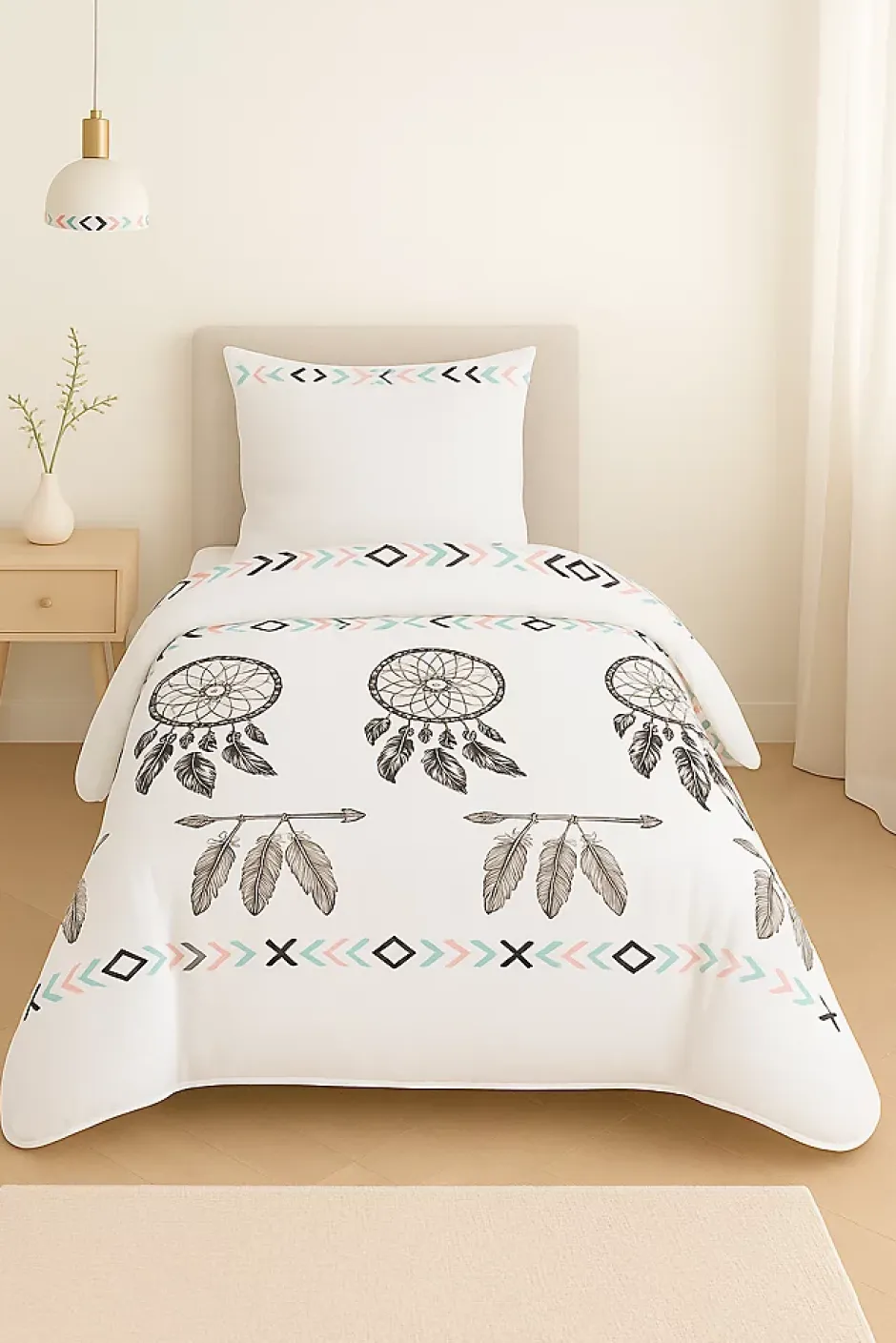 Mortreux Couette tempérée imprimée attrape rêve noir - 1 personne 140 x 200 - 10747 Sale