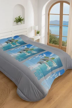 Mortreux Couette Tempérée Imprimée Dauphins - 1 ou 2 Personnes 200x200 - 20393 New