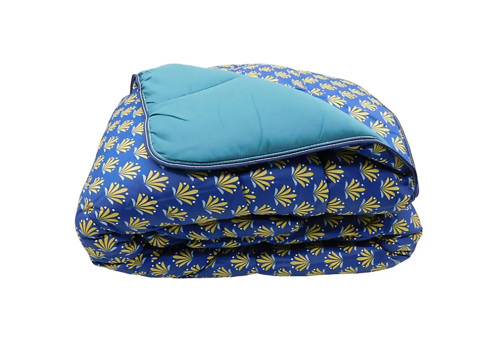 Mortreux Couette tempérée imprimée D-tox / uni bleu - 2 personnes 220 x 240 -