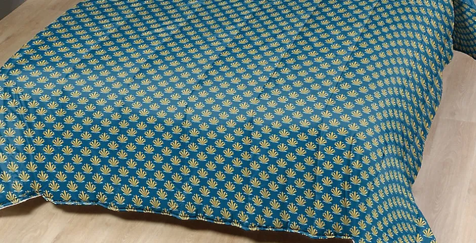 Mortreux Couette tempérée imprimée D-tox / uni bleu - 2 personnes 220 x 240 -