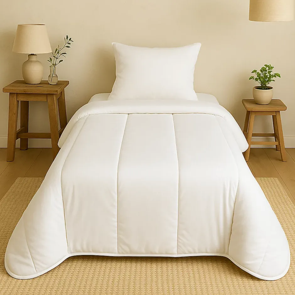 Mortreux Couette tempérée microfibre blanche - 1 personne 140 x 200 - 13064 New