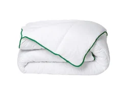 Vente-unique Couette tempérée traitement anti-acariens naturel de DREAMEA en microfibre - 220 x 240 cm - 300 gr/ m² - Biais vert - AZYLIA II