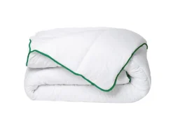 Vente-unique Couette tempérée traitement anti-acariens naturel de DREAMEA en microfibre - 220 x 240 cm - 300 gr/ m² - Biais vert - AZYLIA II
