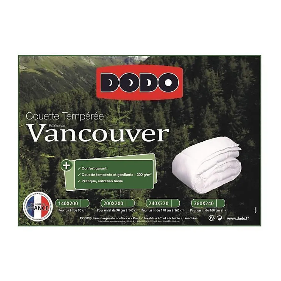 Dodo Couette tempérée Vancouver - 240 x 260 cm - Blanc - Outlet