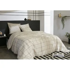 L'Effet Papillon Couette toutes dimensions "Carrie Pampa" Réversible 100% Coton / 57 Fils/cm² - - 240 x 260 cm pour lit King size