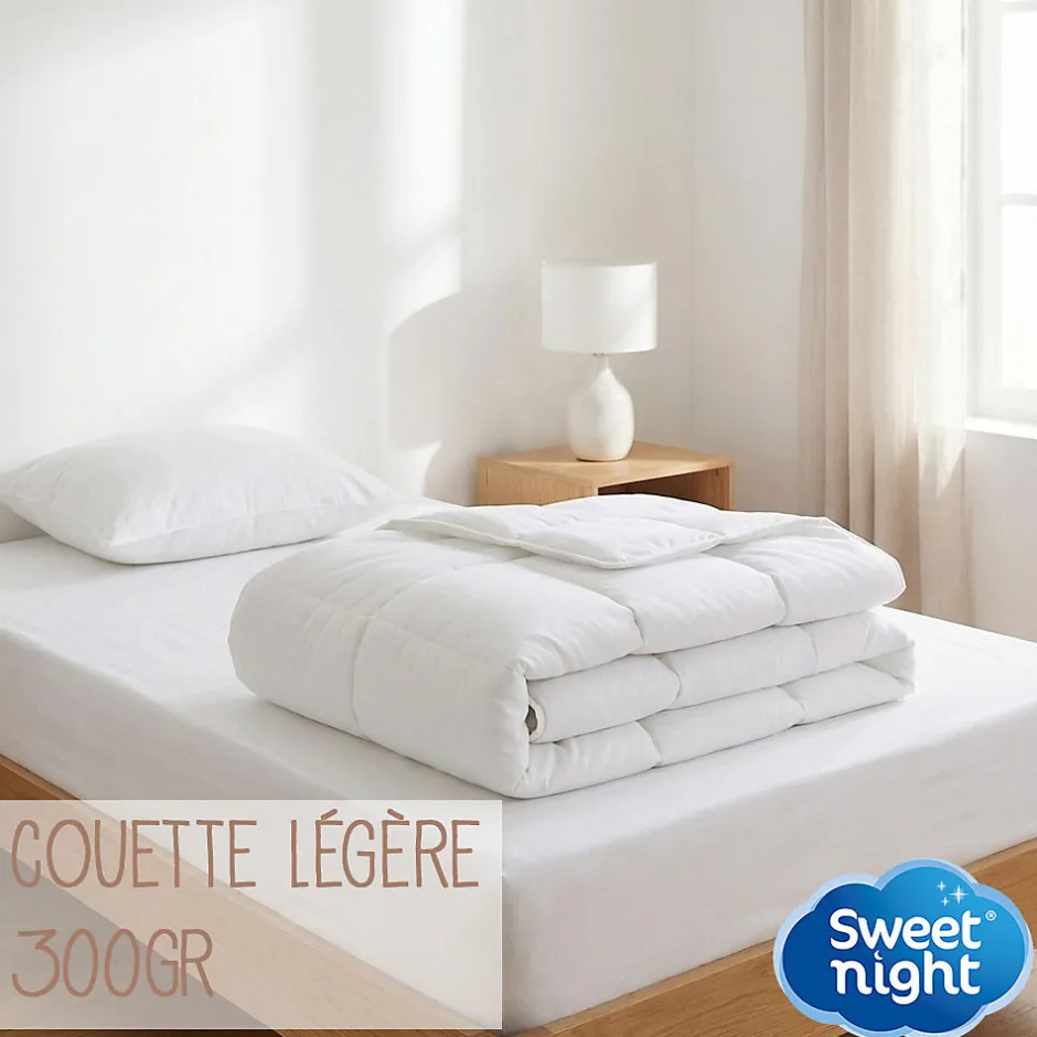 Sweetnight Couette 140x200 cm - Pour Lit 1 Personne - Enveloppe en Coton - Légère - Sans Traitement Hot