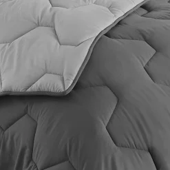 IDMarket Couette 220x240 CM ABBY bicolore gris clair et gris 300 gr