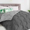 IDMarket Couette 140x200 CM ABBY bicolore gris clair et gris 300 gr