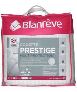 Blanreve Couette 240x260 cm PRESTIGE Multiprotection - 100% Polyester - 2 Personnes - Satin rayé New