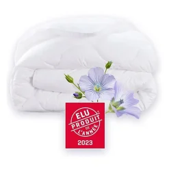 Dodo Couette 200x200 cm CHAMPS DE LIN - Chaude - 450G/m² - Couette 1-2 personne-Douce et Chaude -Anti-acariens Antibactériens