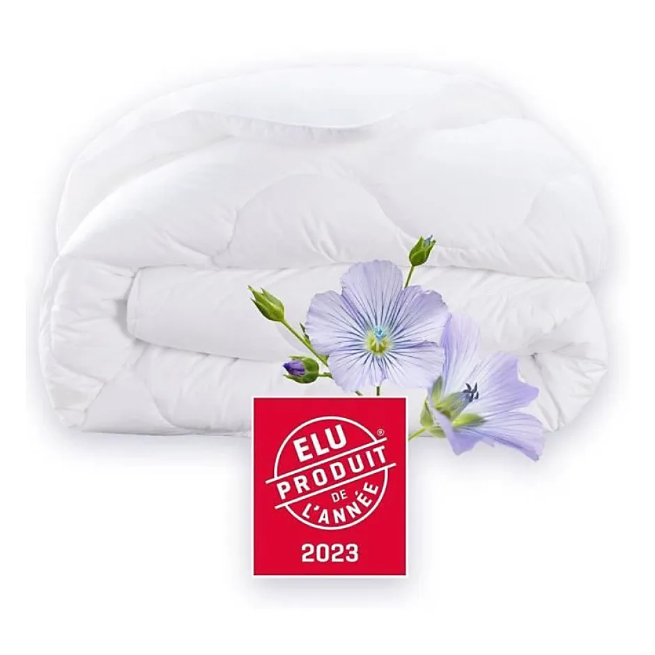 Dodo Couette 140x200 cm CHAMPS DE LIN - Chaude - 450G/m² - Couette 1 personne -Douce et Chaude -Anti-acariens Antibactériens -