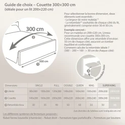 Linnea Couette 300x300 cm été FINLANDE garnissage naturel duvet de canard 180g/m2 Best