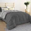 IDMarket Couette 140x200 CM ZOE polaire biface gris clair et gris 400 gr
