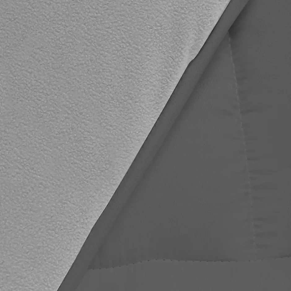 IDMarket Couette 220x240 CM ZOE polaire biface gris clair et gris 400 gr Discount