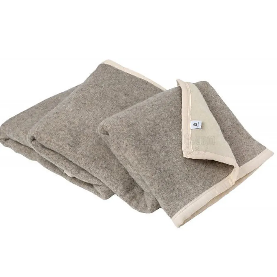 Toison d'Or Couverture 100% Laine Toison DOr 180 x 240 taupe naturel