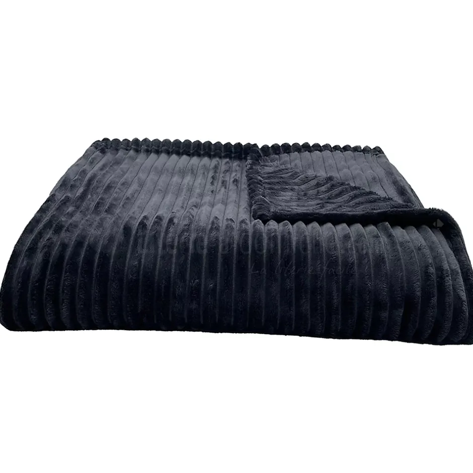 Linnea Couverture 100% polyester 240x300 cm microvelours DOLCE gris acier Discount