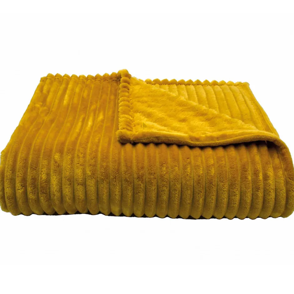 Linnea Couverture 100% polyester 240x260 cm microvelours DOLCE jaune miel