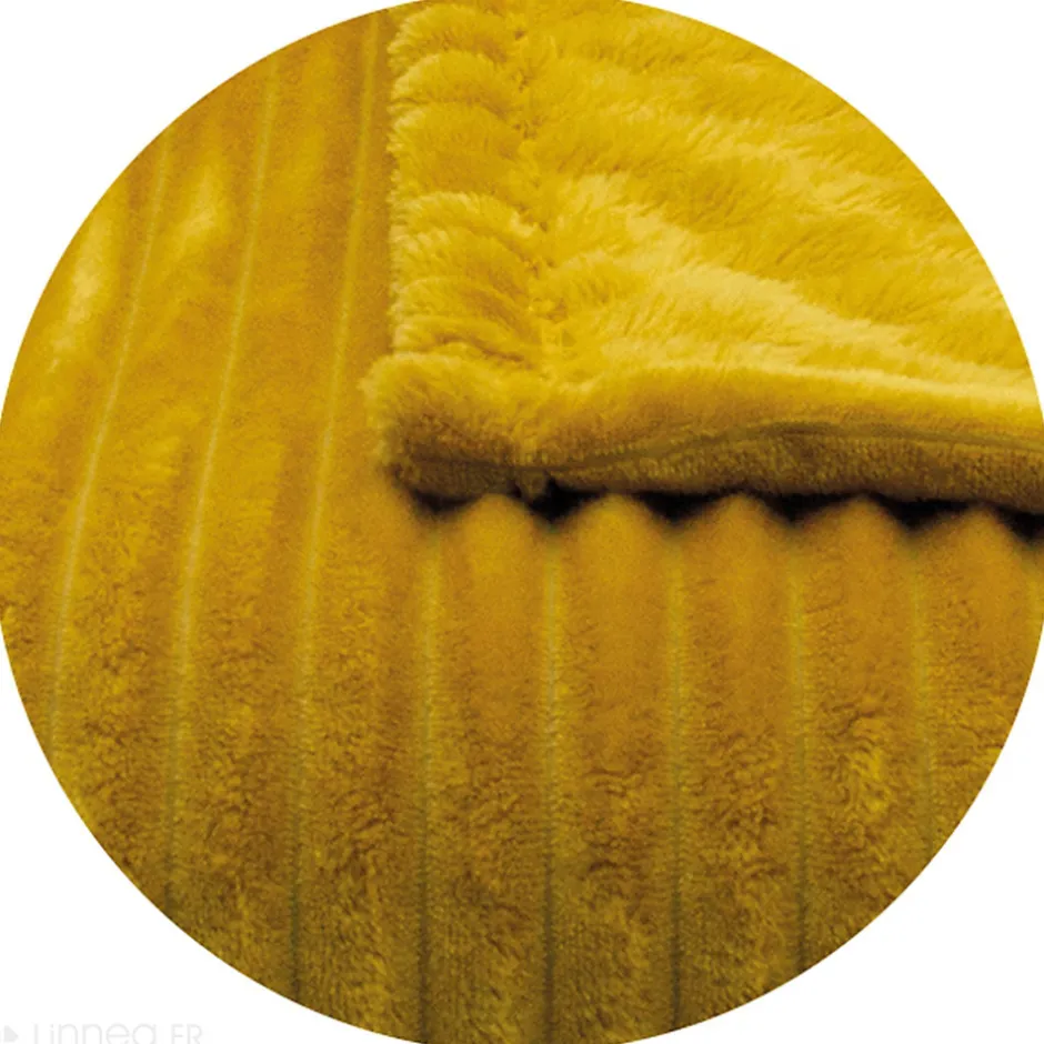 Linnea Couverture 100% polyester 180x240 cm microvelours DOLCE jaune miel