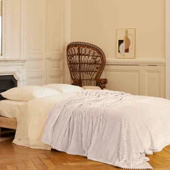 Linnea Couverture 100% polyester 240x260 cm microvelours DOLCE beige ivoire