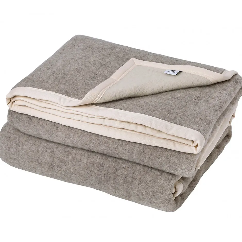 Linnea Couverture 100% pur laine vierge 180x240 cm PASTORALE blanchie