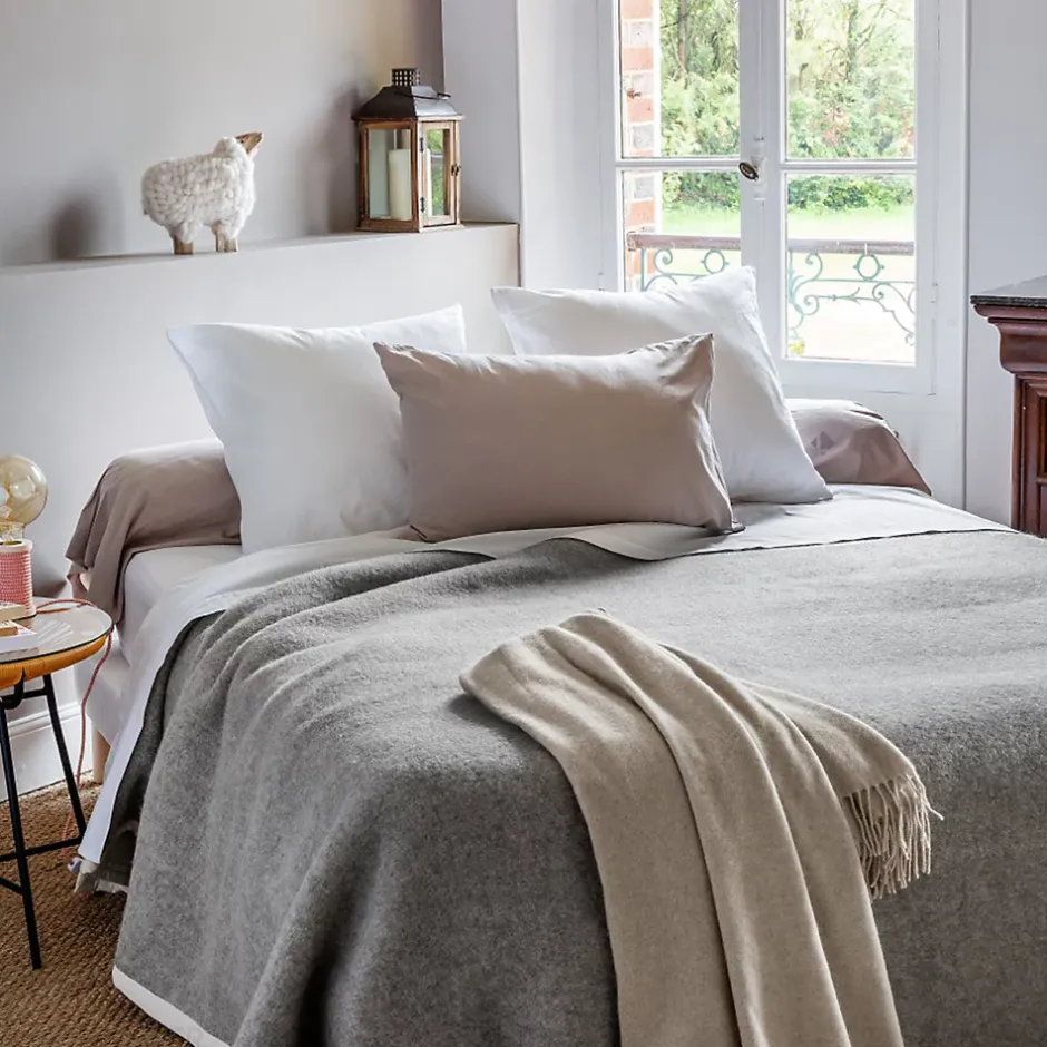 Linnea Couverture 100% pur laine vierge 240x260 cm PASTORALE blanchie Best