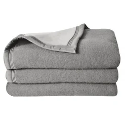 Toison d'Or Couverture 100% Pure Laine Vierge Double face "Volta" 500 gr/m² - Volta Anthracite Souris - 240 x 300 cm