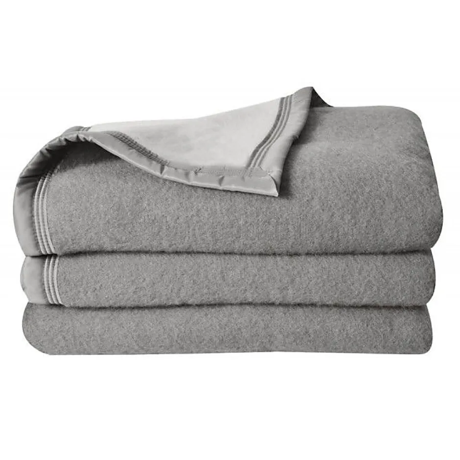 Toison d'Or Couverture 100% Pure Laine Vierge Double face "Volta" 500 gr/m² - Volta Anthracite Souris - 240 x 300 cm