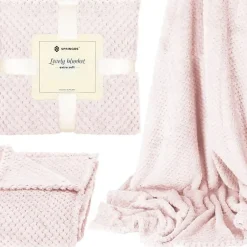 Springos Couverture - - 200 x 220 cm - Polyester - Vieux rose - Motif coquillages