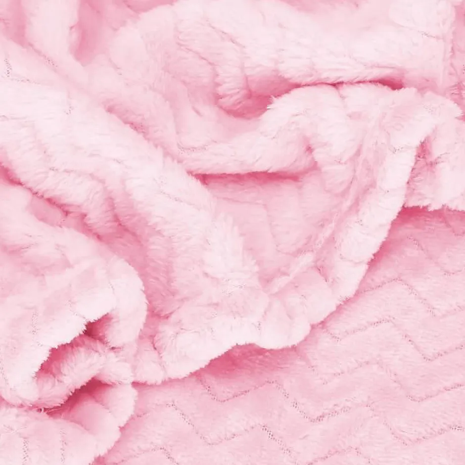 Springos Couverture - - Couvre-lit 160x200 cm - Douceur extra soft - Motif zigzag - Rose