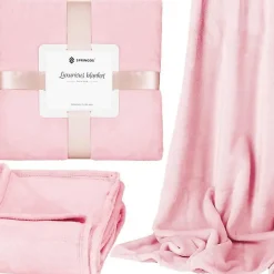 Springos Couverture - - Douillette 150x200 cm - Polyester 100% - Rose - 350 g/m²
