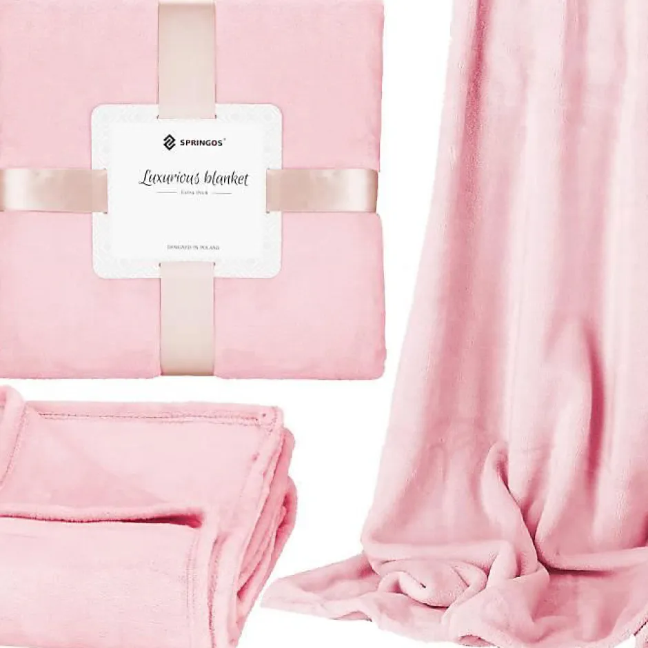 Springos Couverture - - Douillette 150x200 cm - Polyester 100% - Rose - 350 g/m²