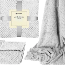 Springos Couverture - - 150x200 cm - Polyester 100% - Gris clair - Douce et chaude