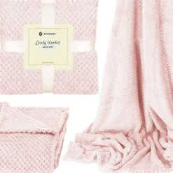 Springos Couverture - - 200x220 cm - Douce - Rose - Polyester avec texture Best