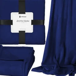 Springos Couverture - - 200x220 cm - Bleu royal - 100% polyester - Douce et chaude