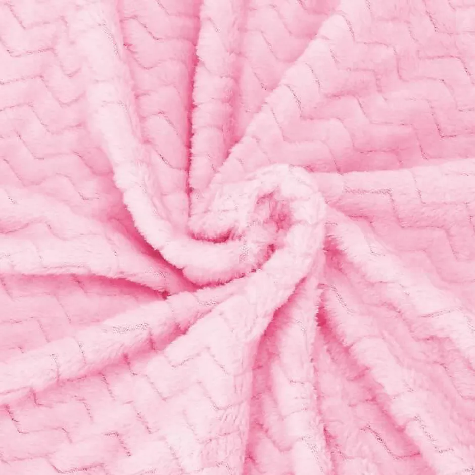 Springos Couverture - - Zigzag - 70 x 160 cm - Polyester - Rose bébé