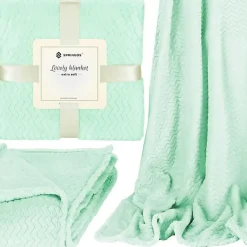 Springos Couverture - - Zigzag - 130 x 180 cm - Polyester - Vert pastel