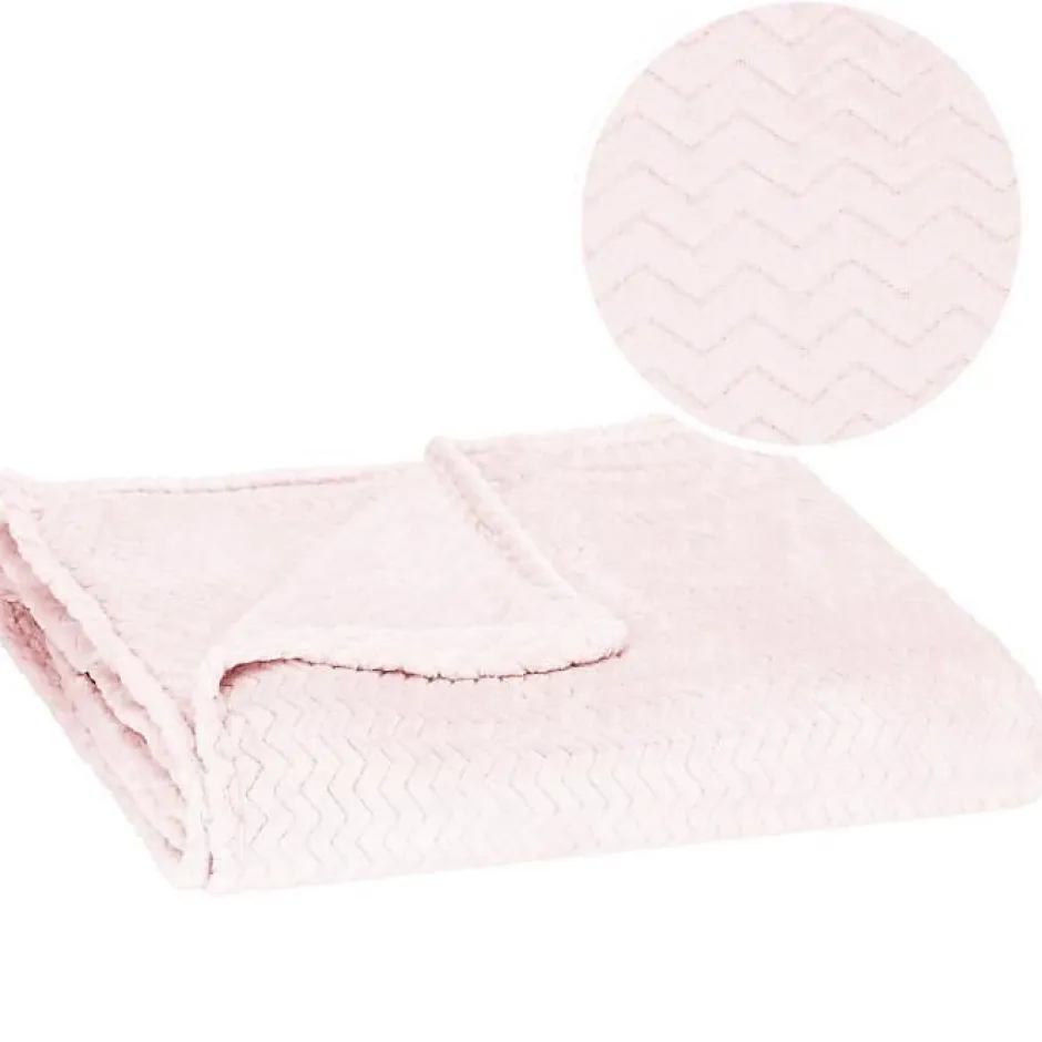 Springos Couverture - - Zigzag - 130 x 180 cm - Rose pastel - Douce et chaude Clearance