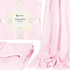 Springos Couverture - - Zigzag - 70 x 160 cm - Rose clair - Douce et chaude Sale