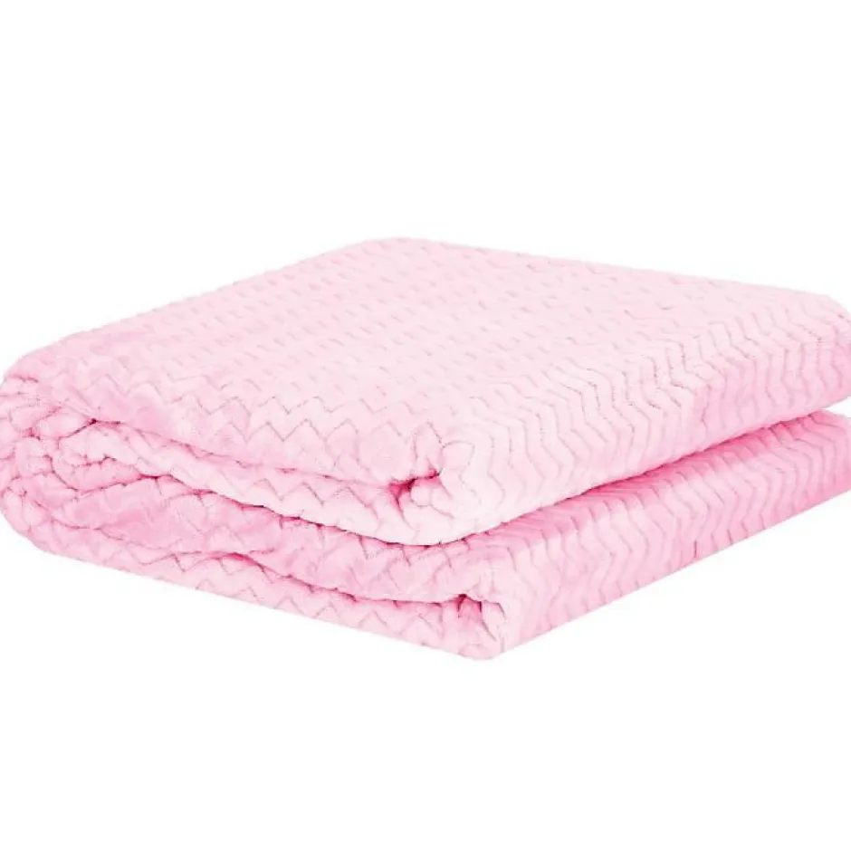 Springos Couverture - - Zigzag - 130 x 180 cm - Polyester - Rose bébé New