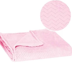 Springos Couverture - - Zigzag - 130 x 180 cm - Polyester - Rose bébé New