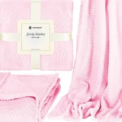 Springos Couverture - - Zigzag - 130 x 180 cm - Polyester - Rose bébé New