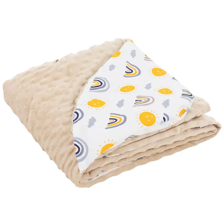 Joyz Couverture bébé moelleuse 84x84 cm beige motif arc-en-ciel en coton/polyester lavable à machine Hot