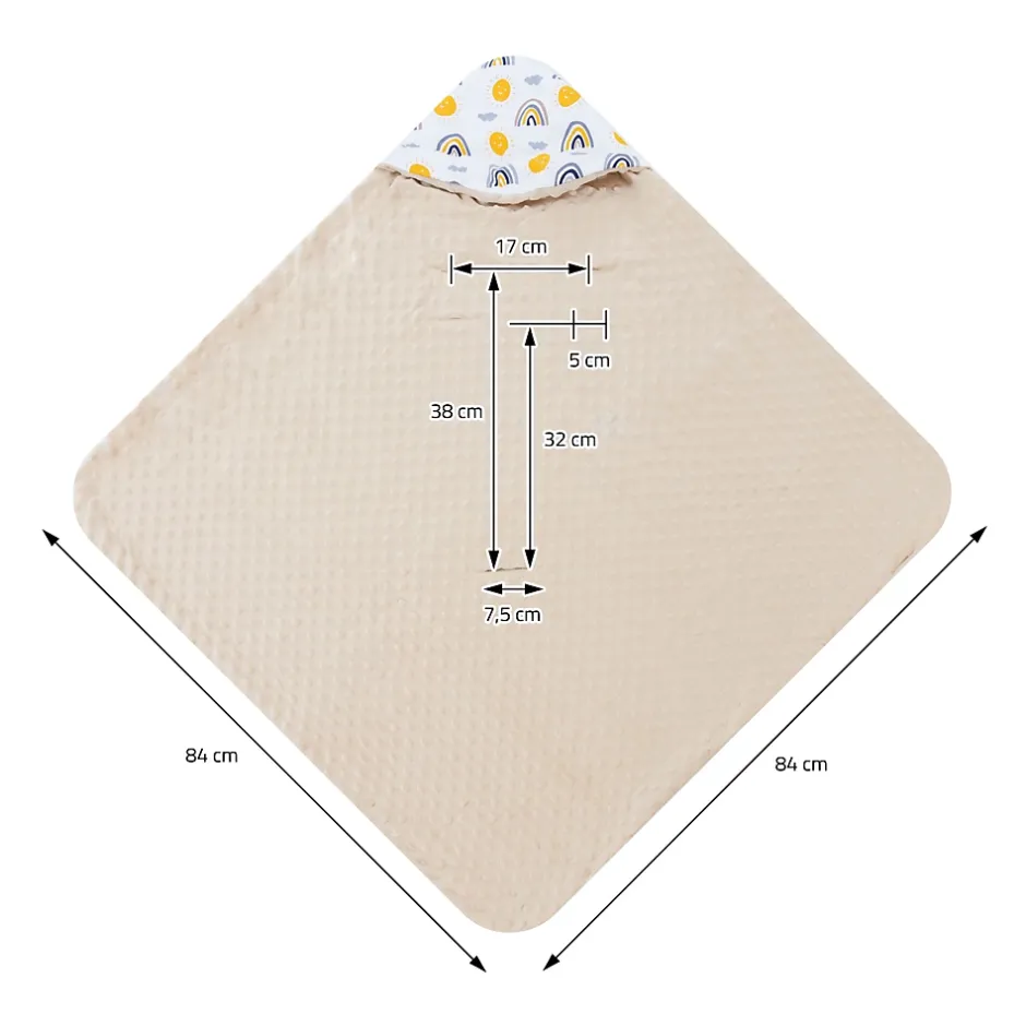 Joyz Couverture bébé moelleuse 84x84 cm beige motif arc-en-ciel en coton/polyester lavable à machine Hot