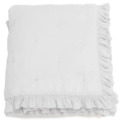 Linnea Couverture courtepointe en mousseline de coton 150x150 cm + 5 cm ELZA blanc neige
