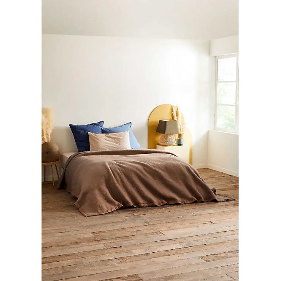 Toison d'Or Couverture en Courtelle "Sarenne" - Sarenne Havane Crème - 180 x 240 cm Discount