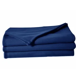 Couverture en polaire unie (240x260 cm - Bleu Marine) Sale