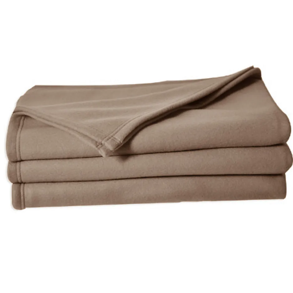 Poyet Motte Couverture en polaire unie (180x220 cm - Taupe)