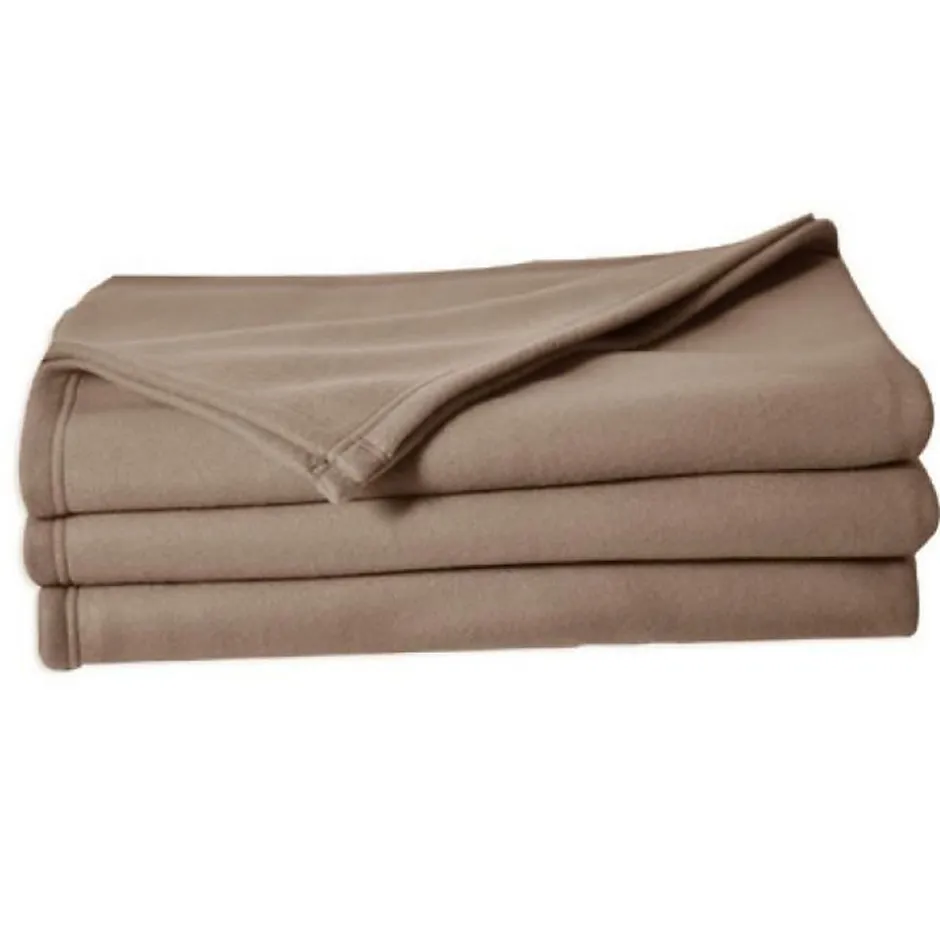 Poyet Motte Couverture en polaire unie (180x220 cm - Taupe)