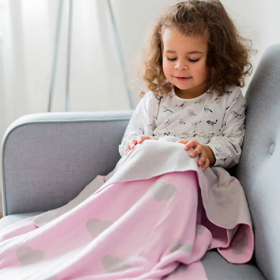 Kindsgut Couverture enfant cœurs 100 x 80 cm